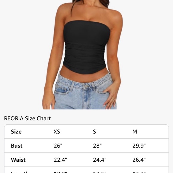 REORIA Women’s Sheer Black Tube Double Lined Y2K Crop Top Strapless - Size Med - Picture 11 of 11